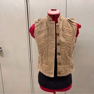NITROGEN Khaki Distressed Military Utility Vest 100% Cotton Fitted Size S